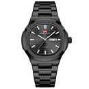 Relógio masculino all black estilo Nautilus Blackout totalmente preto com caixa octogonal e mostrador texturizado em relevo horizontal